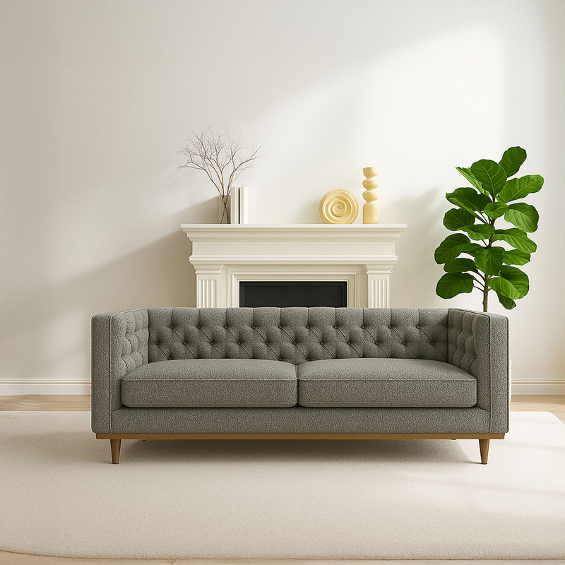 Canapé à accoudoirs carrés 79,1 po Adahir, Gris