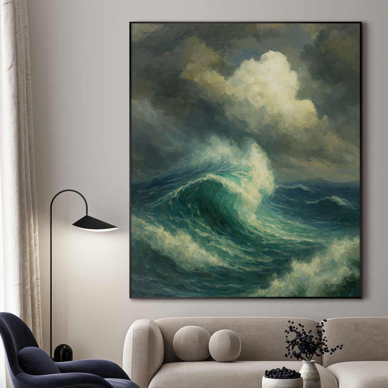 Très grande reproduction d'art sur toile - Paysage côtier de Ocean Beach, H 46 po x l 36 po