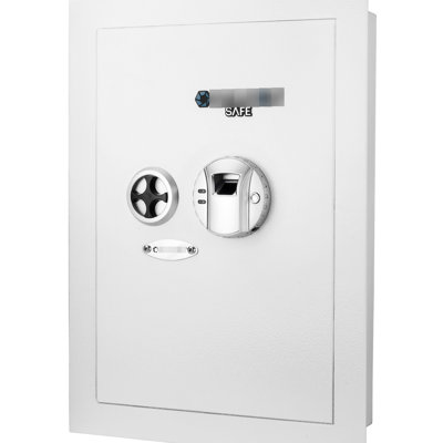 Right Opening White Wall Safe - Steel Construction With 2 Removable Shelves And 120 Fingerprint Biometric Module For Secure Storage Resistance Recognition, Deadbolts, Solid