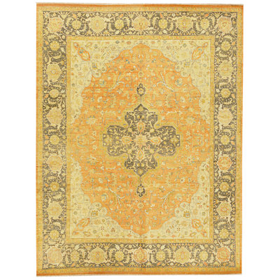High-Quality Hand-Knotted Rust And Black Area Rug