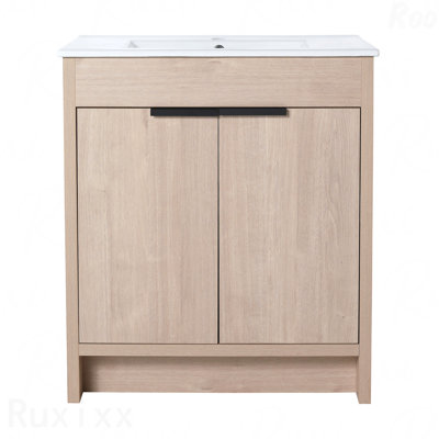 Meuble-lavabo autoportant avec 2 portes d'armoire à fermeture en douceur ((Kd-Packing), seulement meuble-lavabo sans comptoir