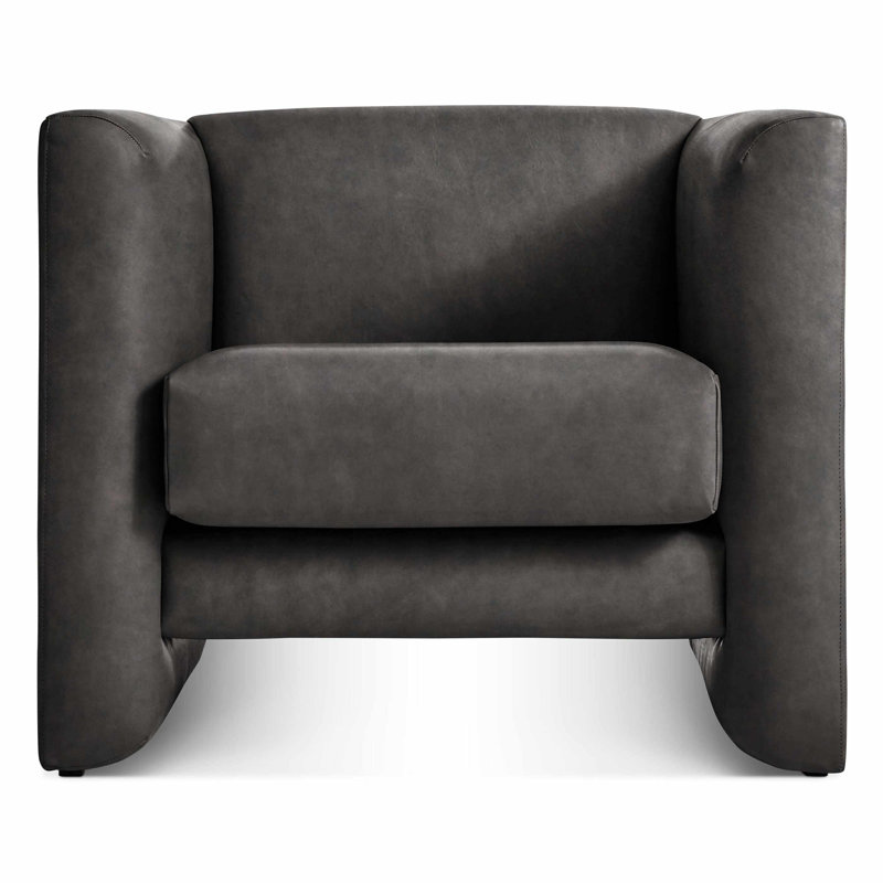 Double Down Armchair, Slate Genuine Leather