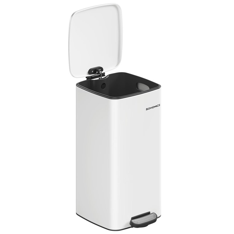 Stainless Steel Step on Trash Can with Non-slip Pads, White, 8 Gal