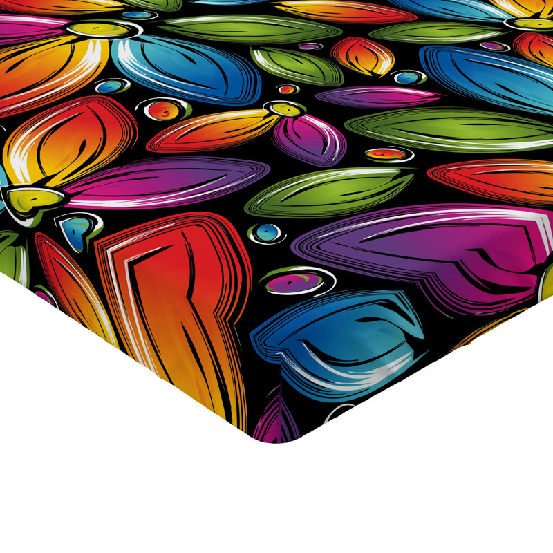 Drap-housse orange Ambesonne, Bleu / vert / floral mauve, Drap-housse pour lit simple TG