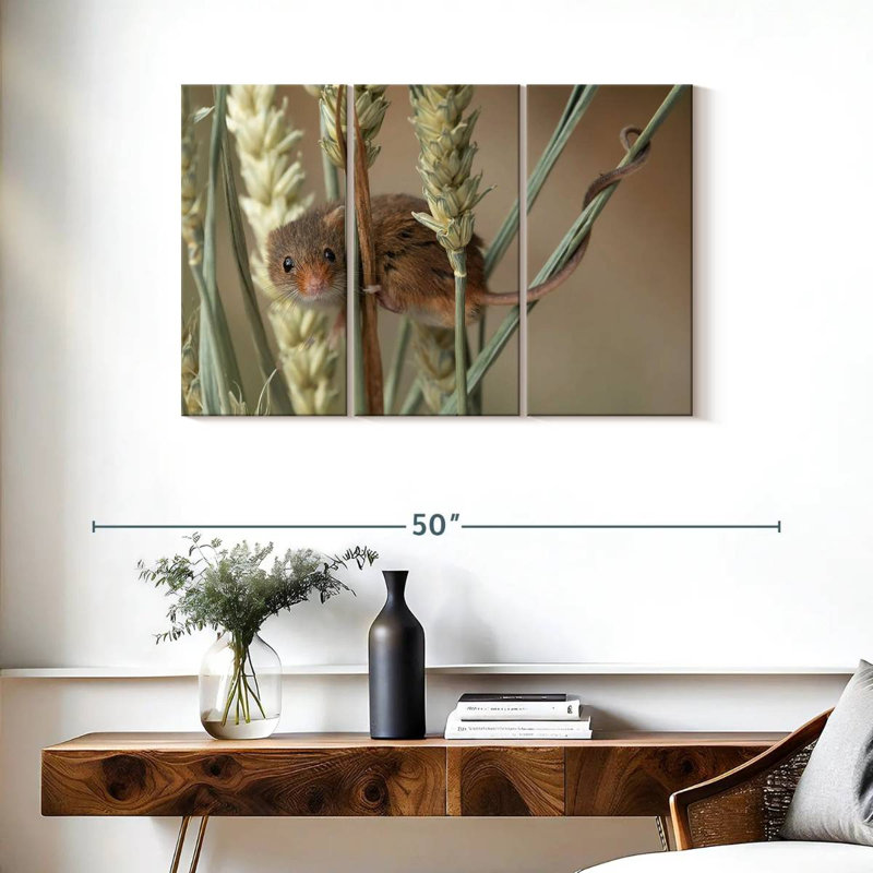 Harvest Mouse On Wheat, 24" H x 38" W