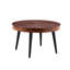 Grande table basse ronde avec 23,6 po de diamètre, texture, couleur noyer, pieds en métal noir, eau, pieds réglables pour une texture de surface lisse 23,6 po