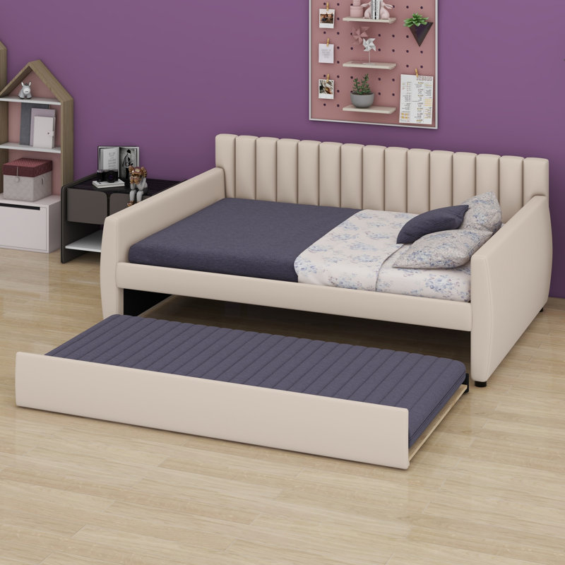 Lit de jour rembourré avec couchette, Beige