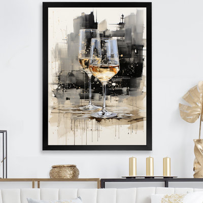 Black And White Champagne Glass Essence II - Champagne Wall Art