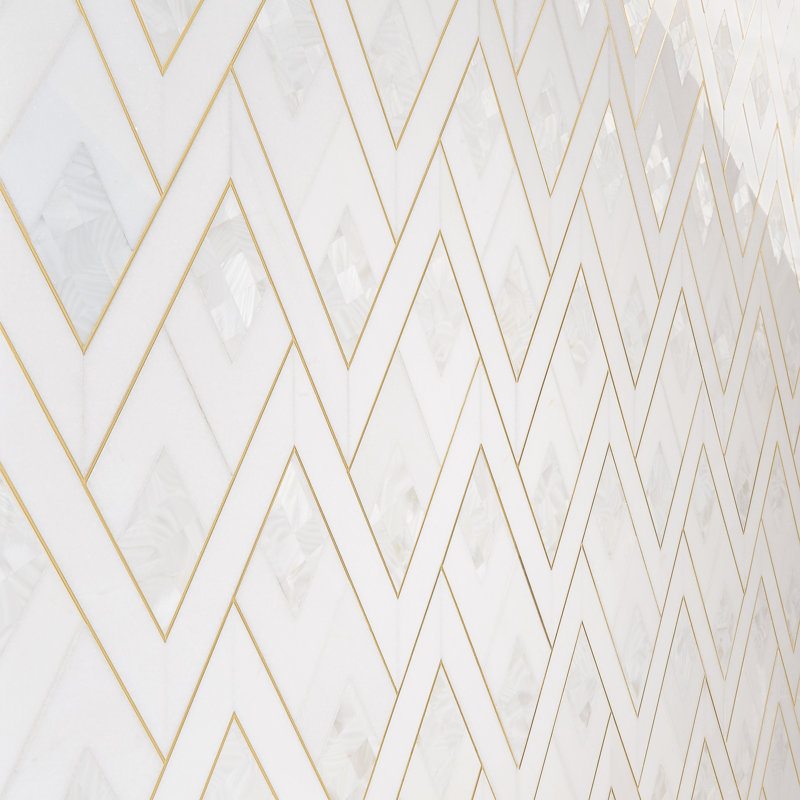 Kappa 12.12'' W x 15.59'' L Marble Tile Mosaic Sheet, Pearl White