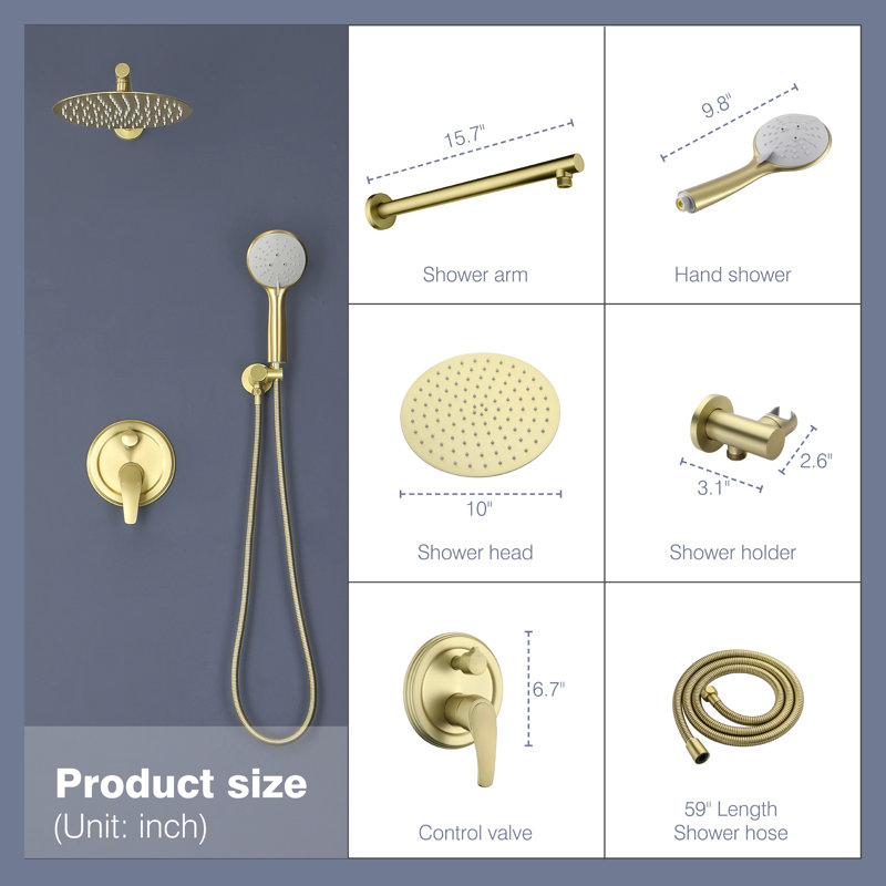 All-In-One Kit with Rough in-Valve, Brushed Gold
