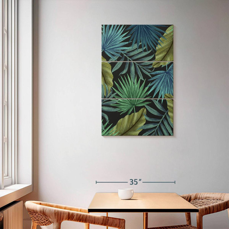 Motif de feuilles tropicales I, H 57 po x l 36 po