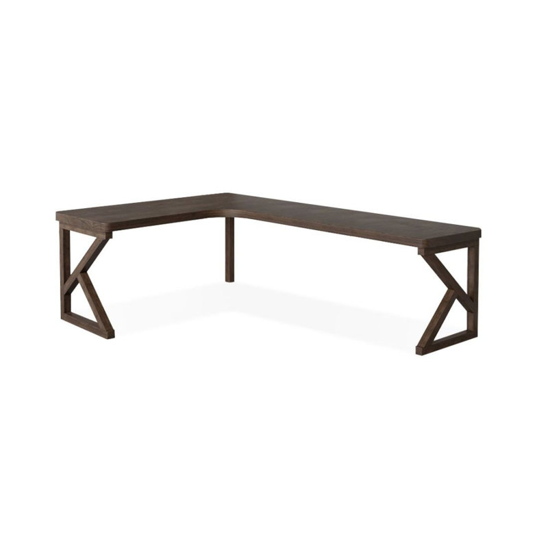 Nut-brown Rectangular Solid Wood Writing desk, Left Hand Return, 29.53" H x 86.61" W x 55.12" D