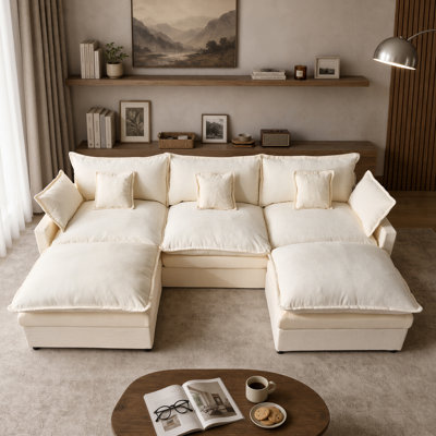 107.87'' W U-Shaped Sectional Sofa with 2 Ottomans