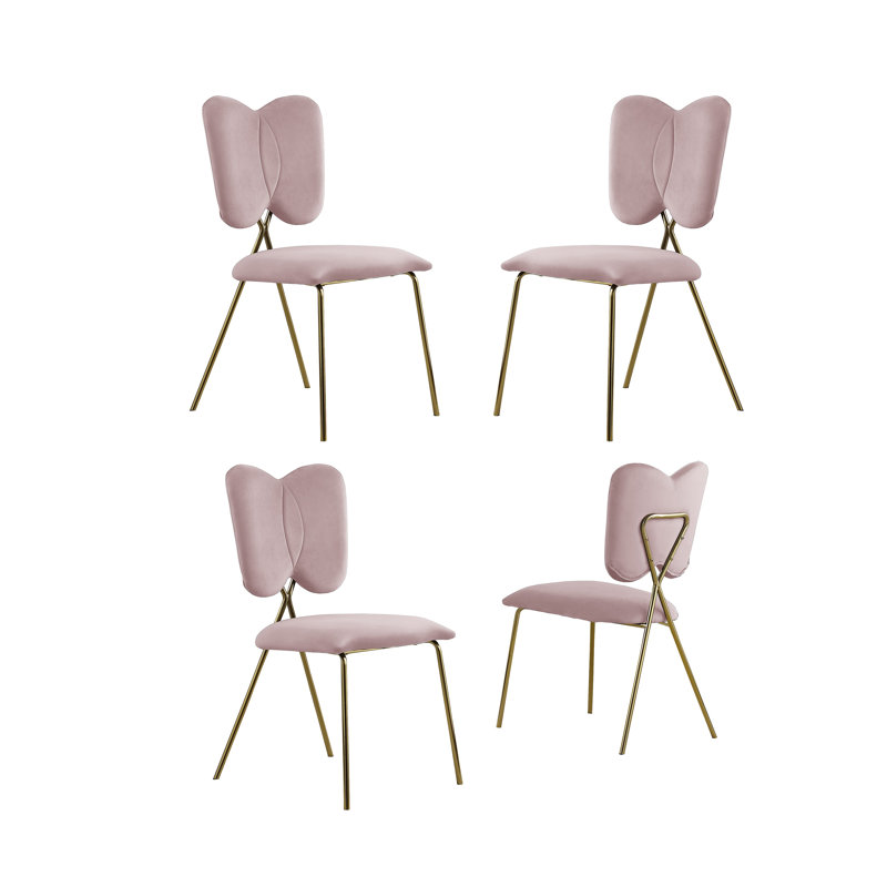 Chaises d'appoint en velours à oreilles, Rose, Or