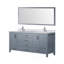 Meuble-lavabo double gris foncé de 72 po X P 22 po , Comptoir en marbre de Carrare, ensemble de robinet et Miroir