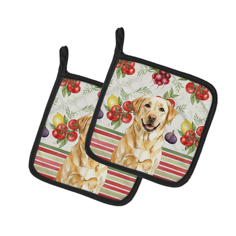 Paire de supports à casseroles jaunes Labrador Retriever