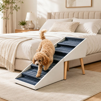 Escalier et rampe pliables 2 en 1 pour chien, pouf