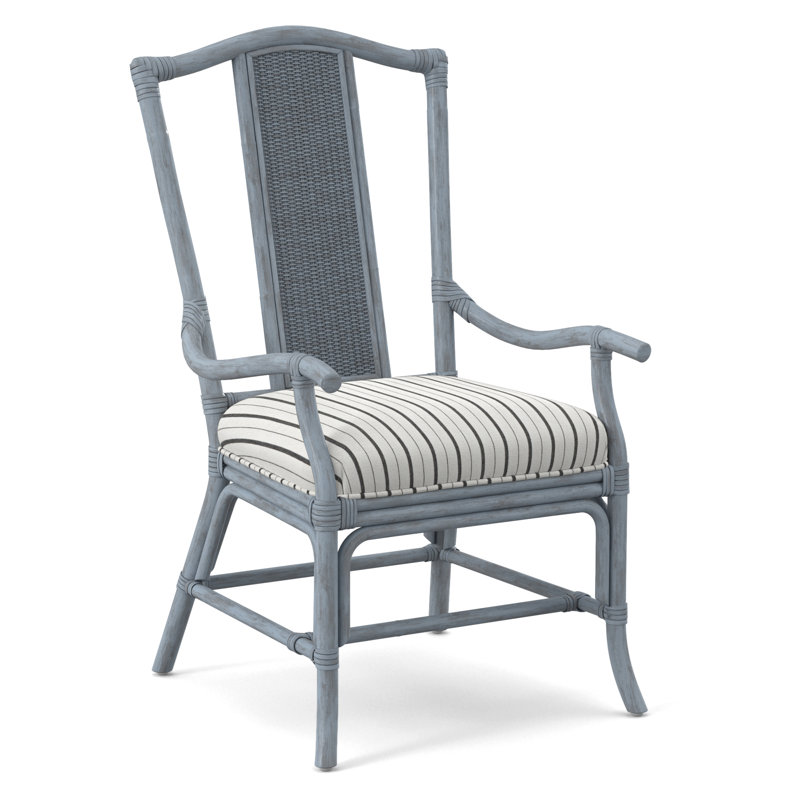 Drury Lane Slat Back Dining Arm Chair, Sea Glass, Eggshell Crypton Performance; 0884-93