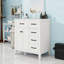 Meuble-lavabo autoportant avec lavabo en céramique, 3 tiroirs à fermeture en douceur et armoire de rangement