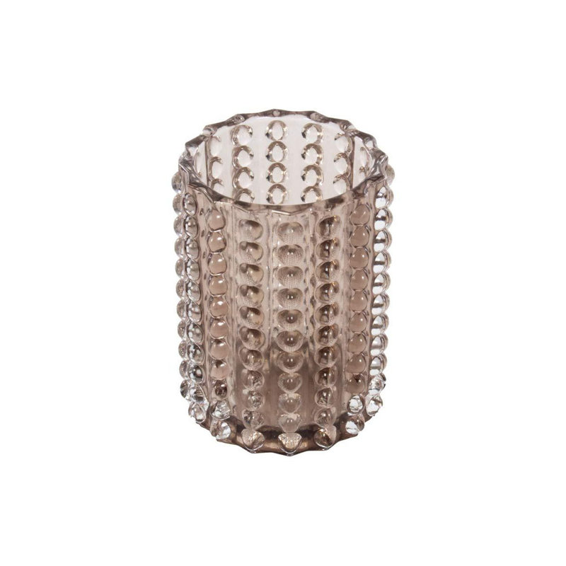 Zoe Handmade Glass Table Vase, Smoke, 5" H x 3.75" W x 3.75" D