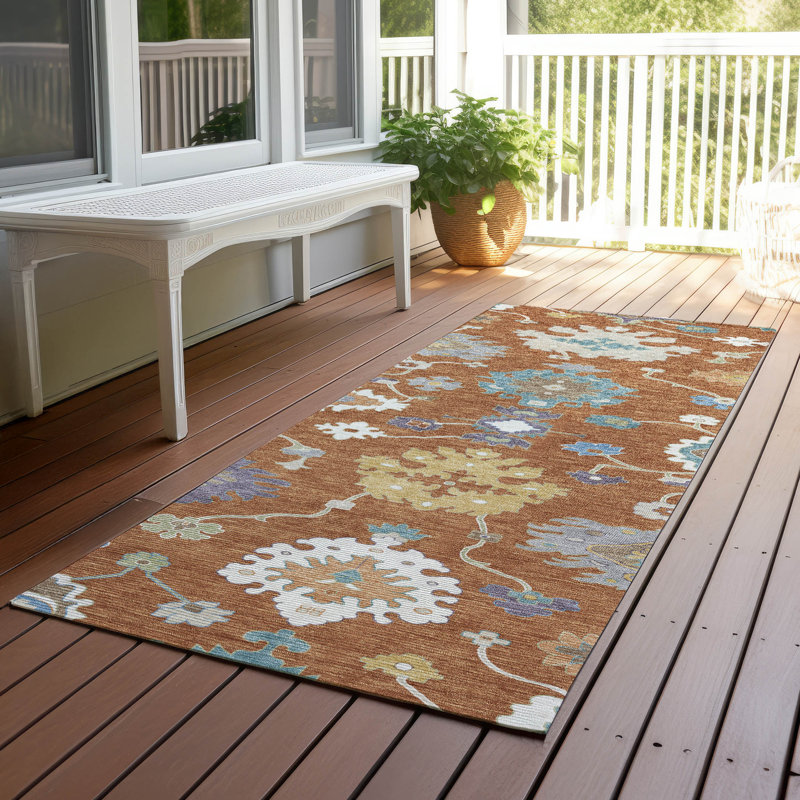 Tapis traditionnel lavable à la machine intérieur / extérieur ACN2532, Paprika, Tapis de couloir 2 pi 3 po x 7 pi 6 po