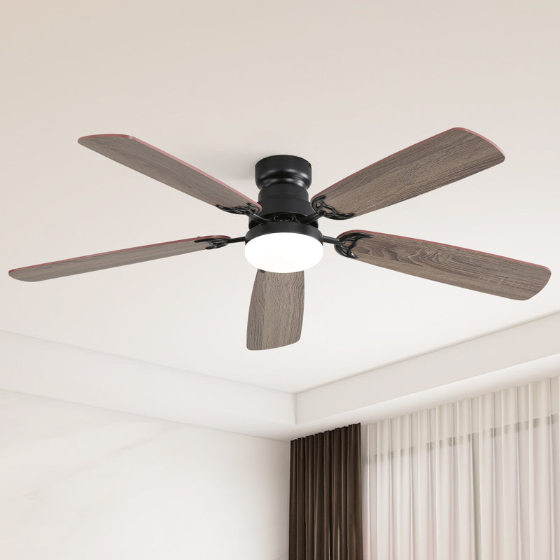 Sofucor 52 Inch Modern Ceiling Fan with 3CCT LED Lights, 5 Blade Ceiling Fan with Remote Control, Bedroom Ceiling Fan & Living Room Fan, Black