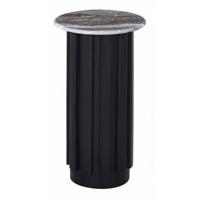 Beige Marble Black Fluted Base Drink Table