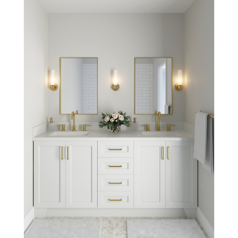 73 IN.  Single Bathroom Vanity, White, Rectangular,  White Quartz