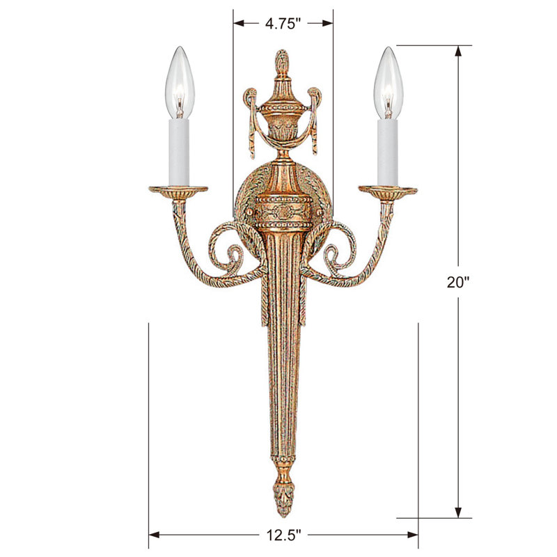 Neena 2 - Light Candle Wall Light, Olde Brass
