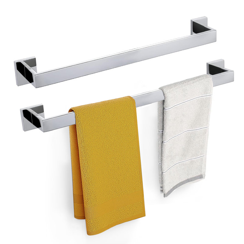 24-Inch Wall Mounted Single Towel Bar(2 Pack), Chrome