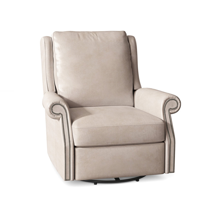 Barcelo Recliner, Rio Mineral Genuine Leather, Pewter, Manual Recline w/Inside Release