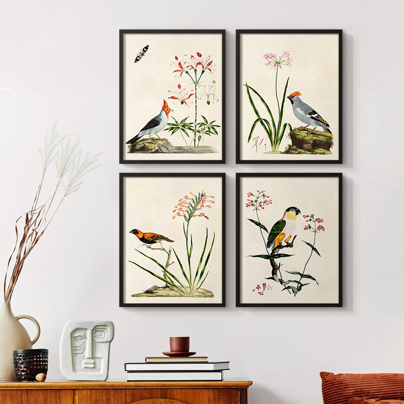 Avant Mod I Framed Print - Set of 4, Walnut, 10" H x 32" W