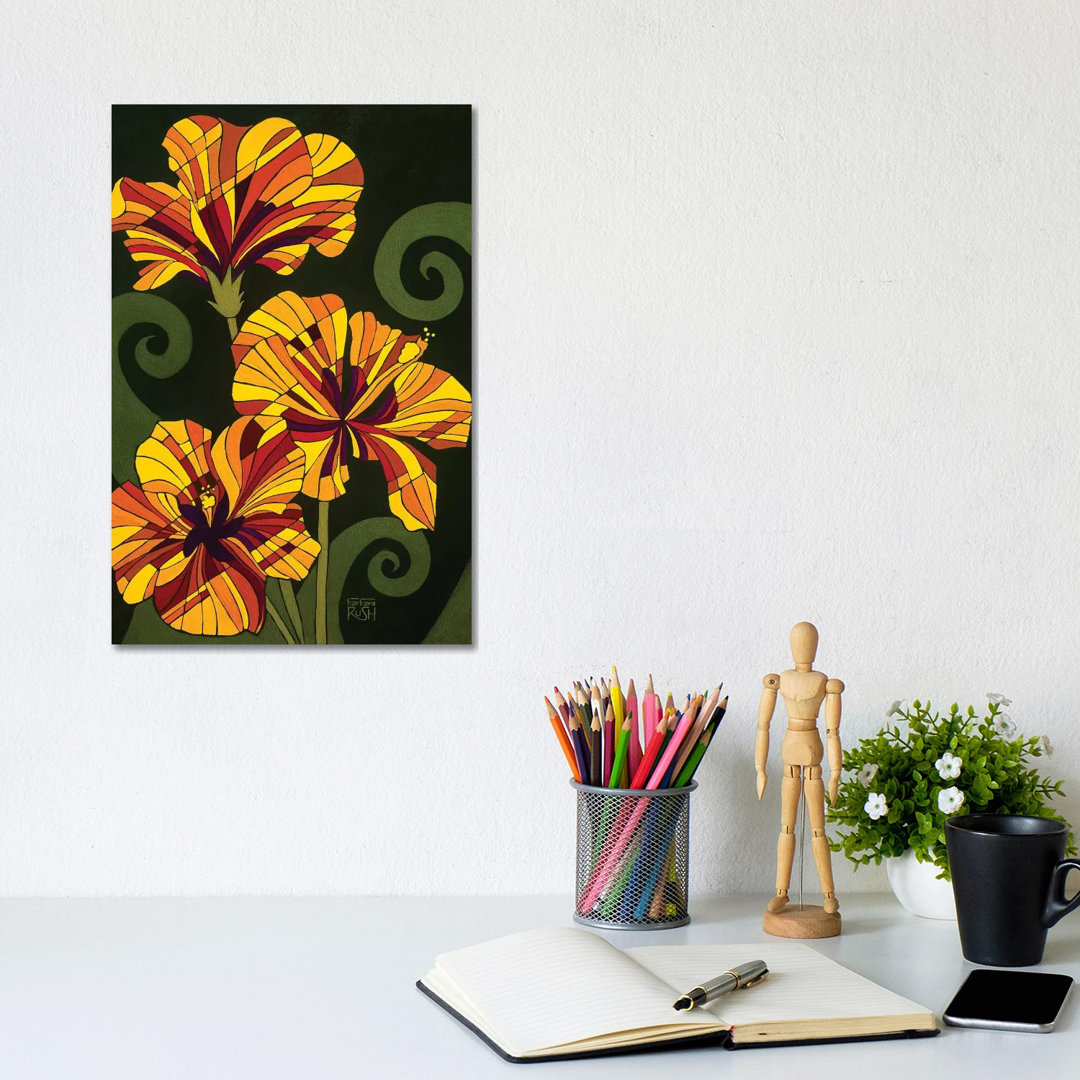 Hibiskus in Rhapsodie von Barbara Rush - Galerie-verpackte Leinwand Giclée