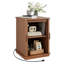 Table de bout carrée 23,6 "avec station de charge, table d'appoint moderne en bois avec porte coulissante, table de chevet cannelée pour le salon, la chambre à coucher et les petits espaces-1269122387