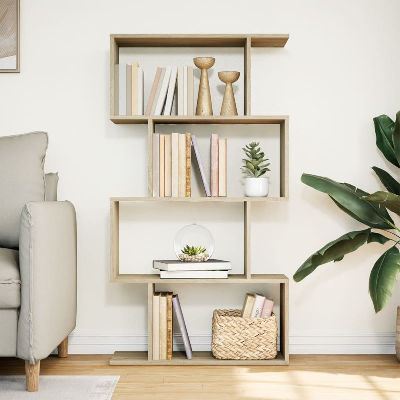 Sekai 70cm W Bookcase, Sonoma Oak, (4 Shelves) 129cm H x 70cm W x 24cm D