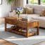 Table basse extensible à plateau relevable de 47,3 po Sparta avec rangement dissimulé et tablette ouverte, table basse à plateau relevable avec pieds stables, table de salon carrée avec rangement-88633446