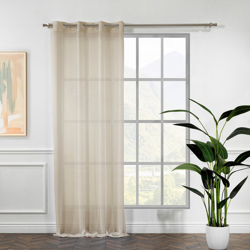 Panneau simple extra long et extra large en faux crépon Chifon, Beige, L 52 po x L 228 po