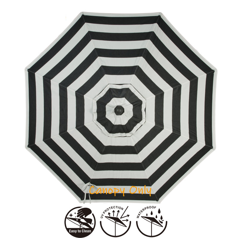 Housse de remplacement pour parasol de patio Mack, Rayures noires Sunbrella®
