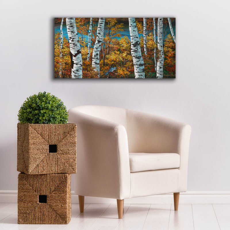 Toile épique Graffiti «Autumn Birch» par Campbell Frost, 40 po x 20 po