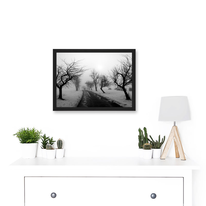 Landscape Black White Snow Winter Tree - Single Picture Frame Print