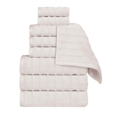 Ensemble de serviettes en coton 9 pièces Nile Mills - Texture gaufrée - Séchage rapide
