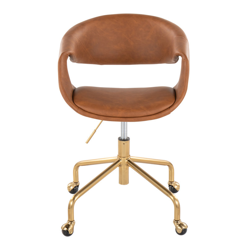 Arshad Upholstered 4-Star Task Chair, Gold, Camel