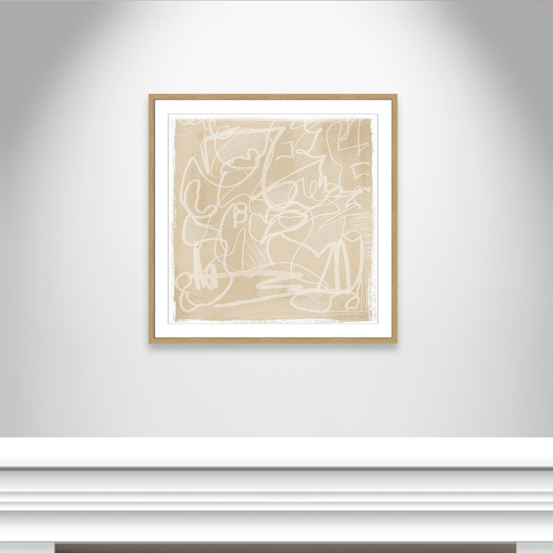 «Scribble Elegance» par Leah Straatsma, H 32 po x l 32 po x P 1,25 po, Boîte naturelle encadrée