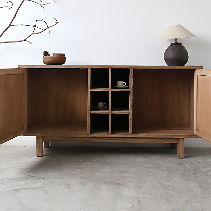 Wabi-sabi style solid wood dining cabinet