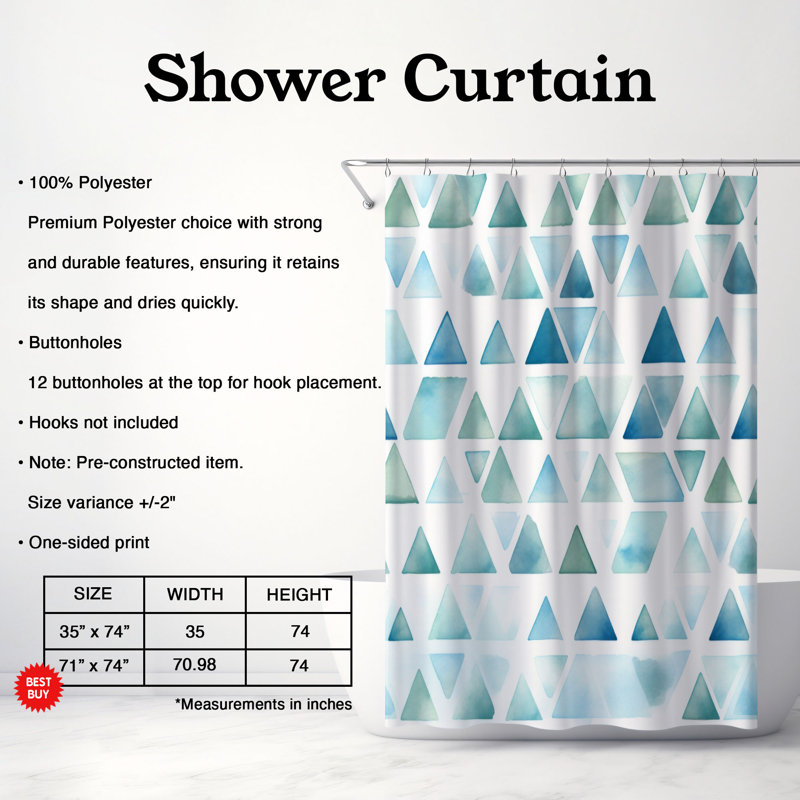Tender Shape Patterns - Rideau de douche Premium, H 74 po x l 71 po