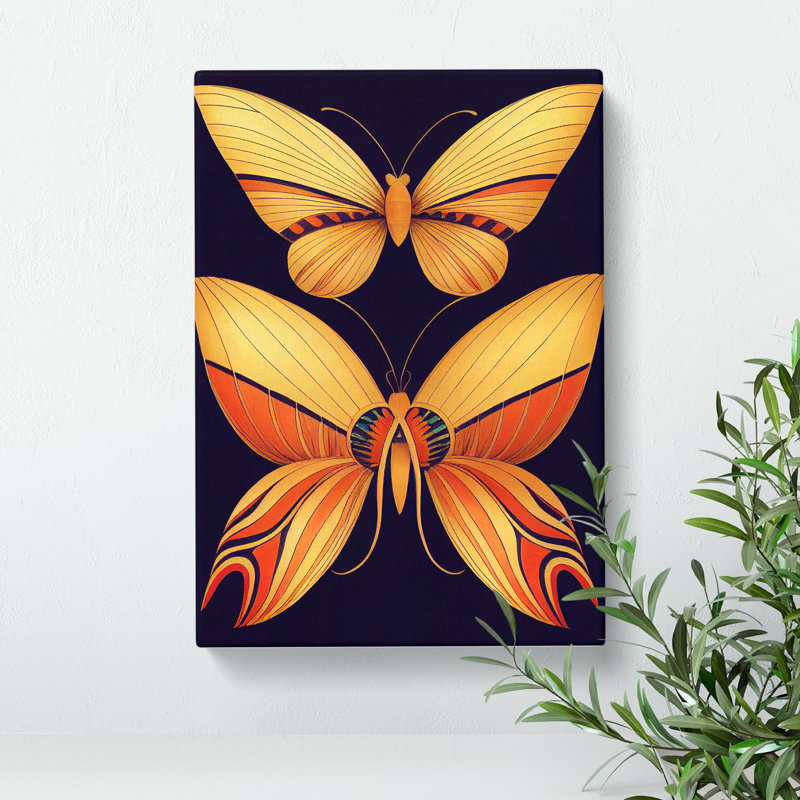Butterflies Vintage - Wrapped Canvas Print, 60cm H x 40cm W x 3cm D