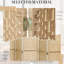 Freestanding 8 Panel Privacy Screen, Room Divider With Elevated Feet For Airflow And A Natural Woven - Look Hand Pattern Space Saving Folding