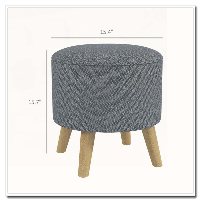 Tabouret rond avec rangement et tabouret, Gris