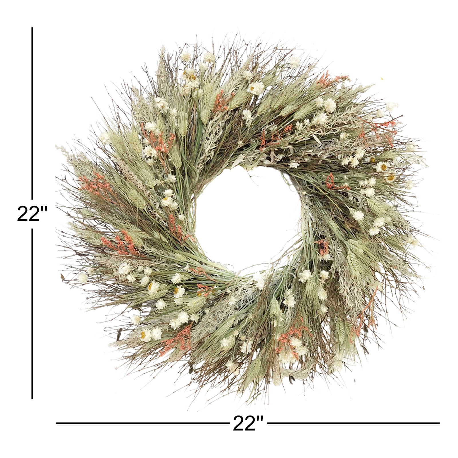Chou Handcrafted Wildflower Wreath, 22" H x 22" W x 5" D
