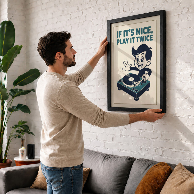 Play It Twice Retro - Framed Print, Unframed, A4 - 29.7 x 21.0 cm